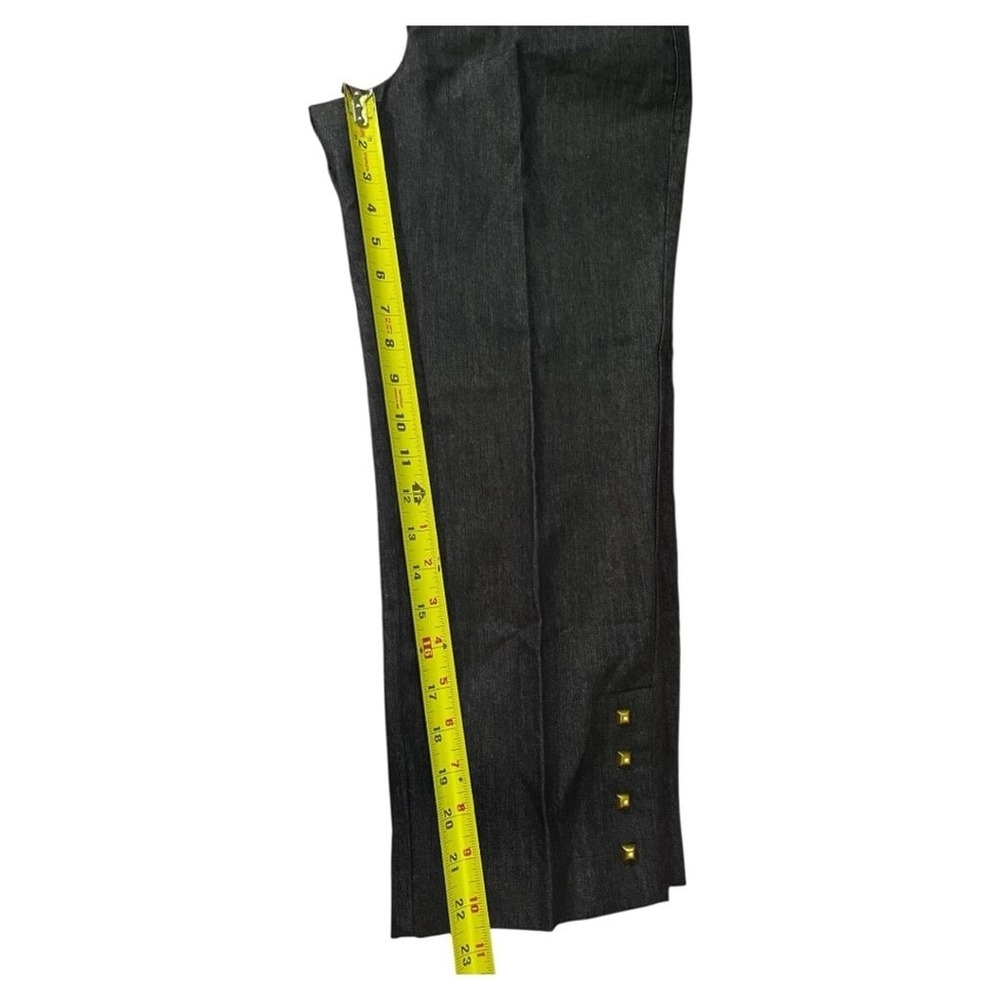 Roz & Ali Gold Stud Cropped Slim Leg Stretch Blue Pant 4 Nautical Modern Coastal - Picture 6 of 8